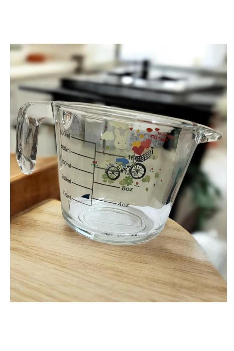 بايسكل ستور كوب قياس زجاجي شفاف بعيارات شفافة 500 مليلتر - Image 2