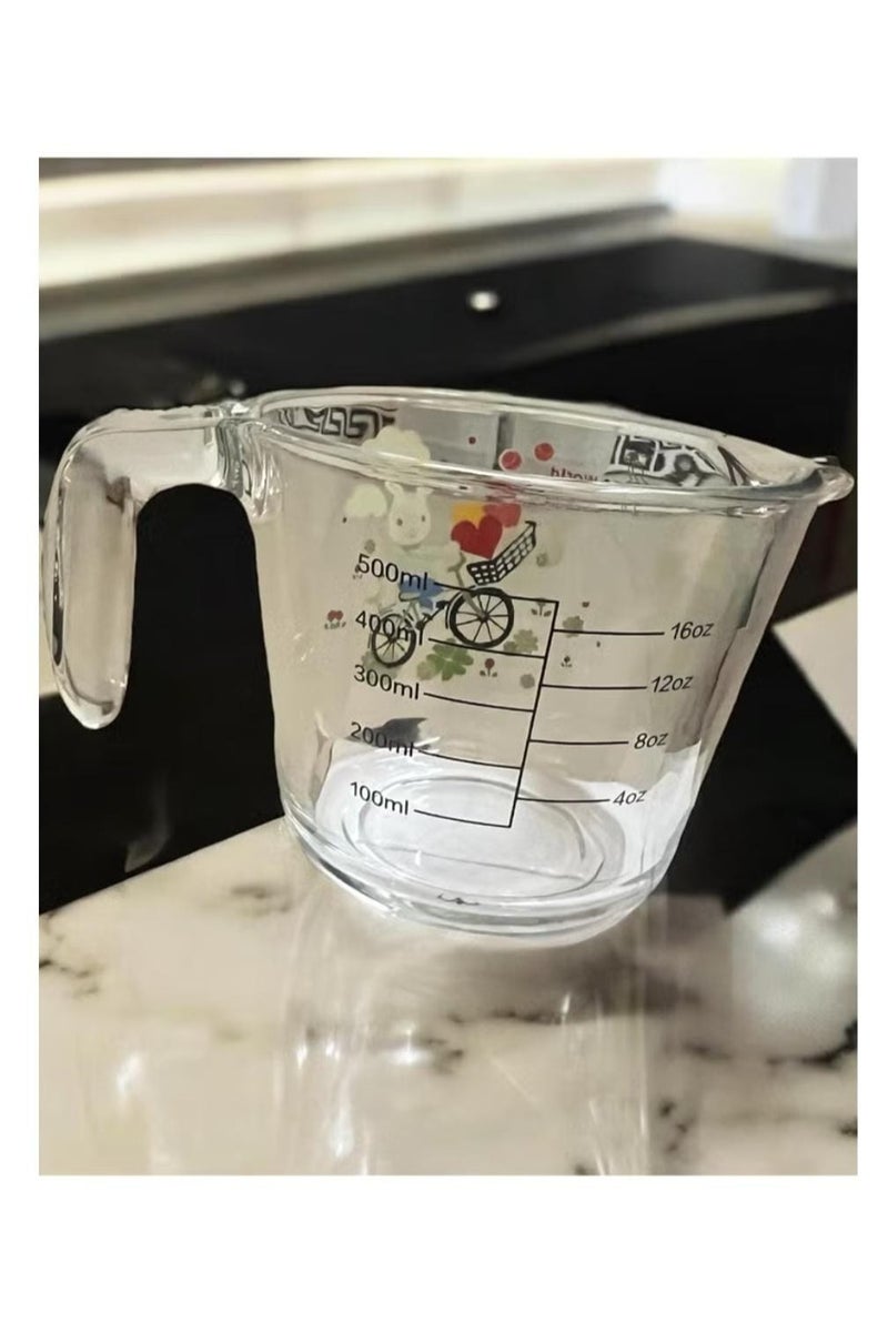 بايسكل ستور كوب قياس زجاجي شفاف بعيارات شفافة 500 مليلتر - Image 1