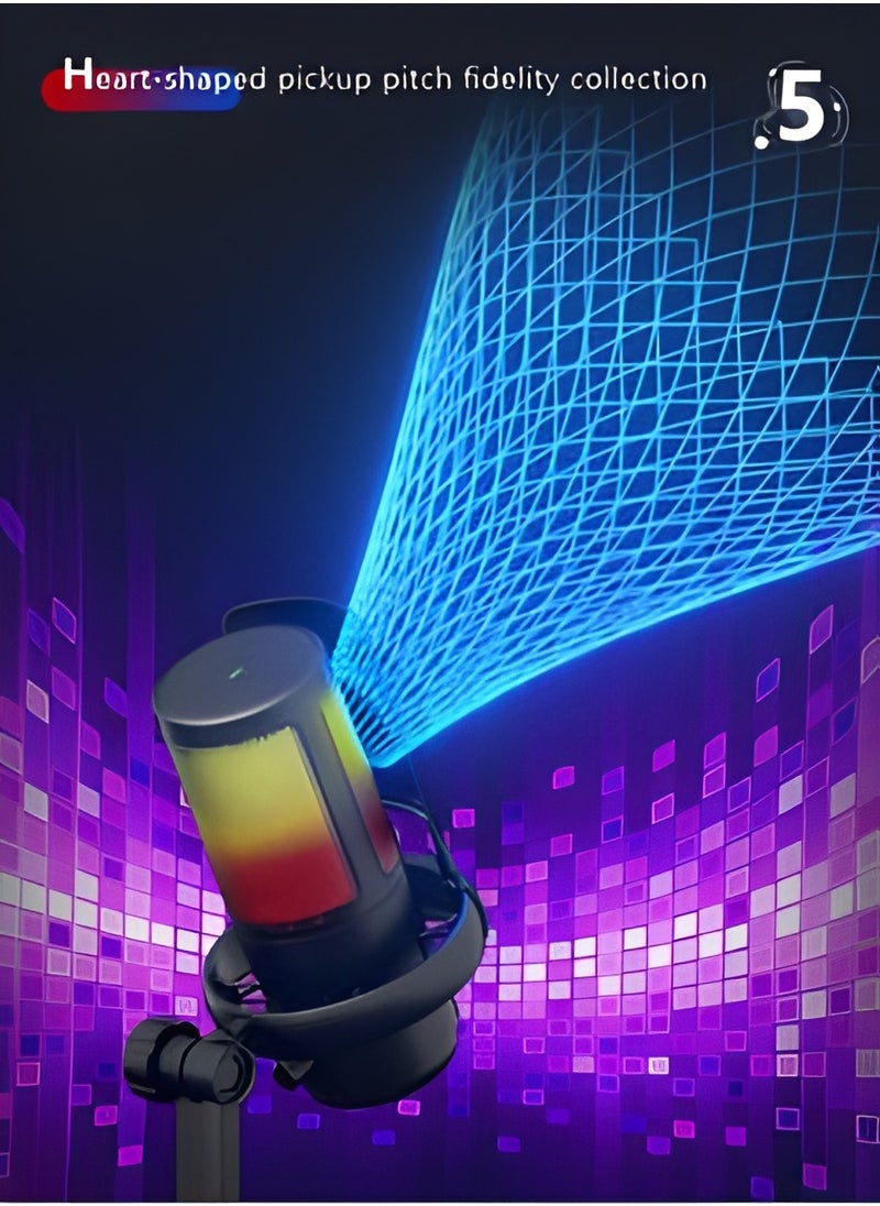 RATSAW - Gaming Ready USB Microphone for PC PS4 PS5 and Mac Versatile Condenser Mic with RGB Lighting Mute Button Pop Filter Gain Knob and Monitoring Jack - Image 1
