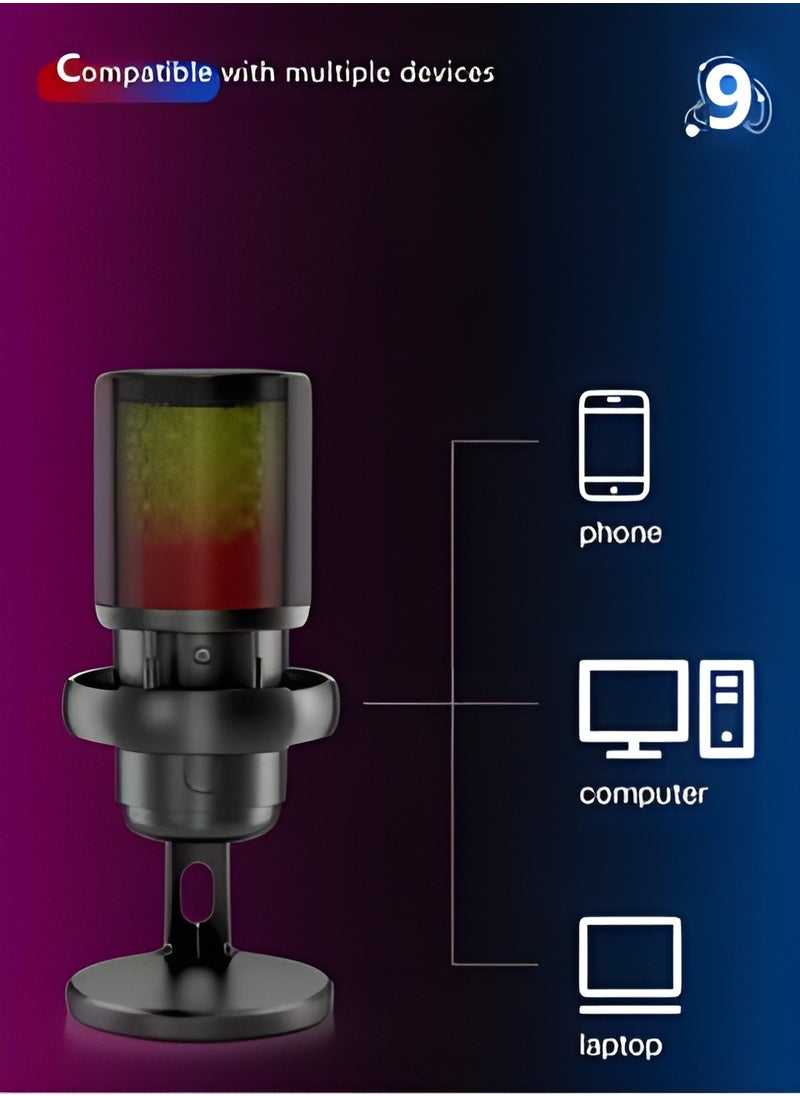 RATSAW - Gaming Ready USB Microphone for PC PS4 PS5 and Mac Versatile Condenser Mic with RGB Lighting Mute Button Pop Filter Gain Knob and Monitoring Jack - Image 1