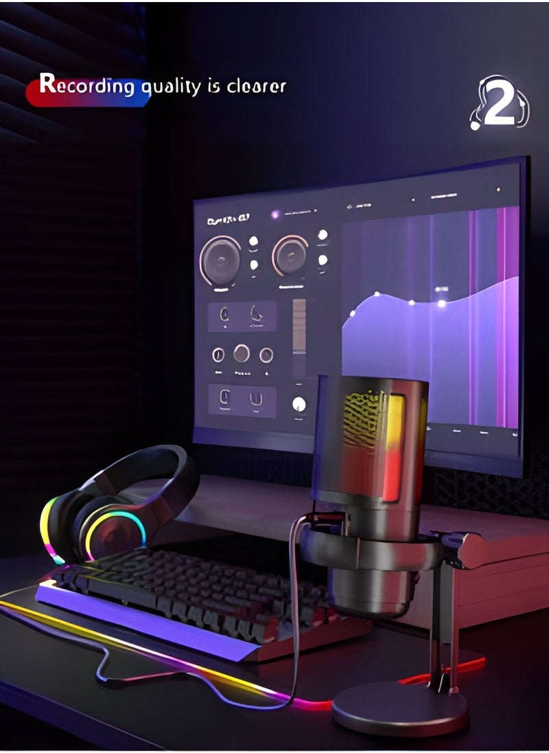 RATSAW - Gaming Ready USB Microphone for PC PS4 PS5 and Mac Versatile Condenser Mic with RGB Lighting Mute Button Pop Filter Gain Knob and Monitoring Jack - Image 1