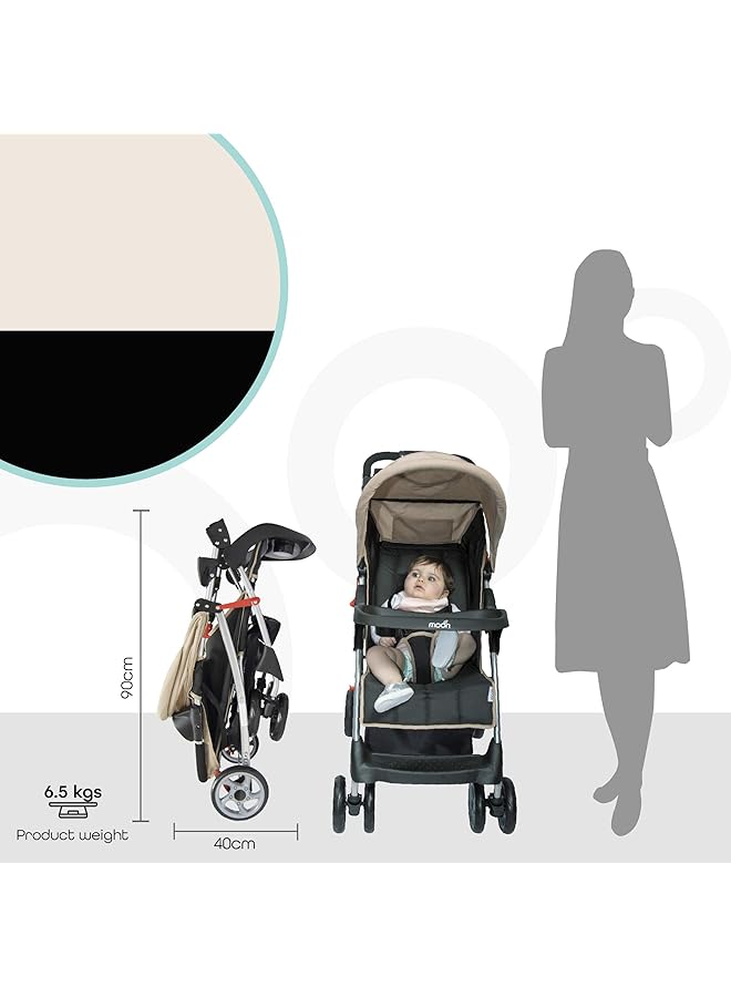 erorex Trek One Fold Stroller Beige + Pull String Cat - Image 4