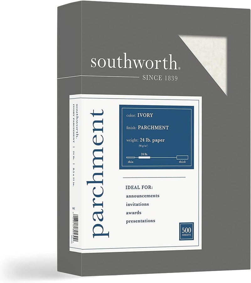 Southworth ورق خاص بارشمانت ساوثوورث 984C عاجي 24 رطل 8 12 × 11 500 صندوق SOU984C - Image 1