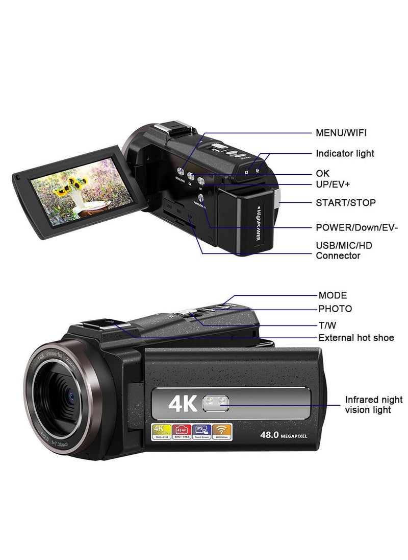 Generic - 4k High-definition Digital Camera WiFi Handheld Photography Sports Camera with 64G Memory Card - Image 1