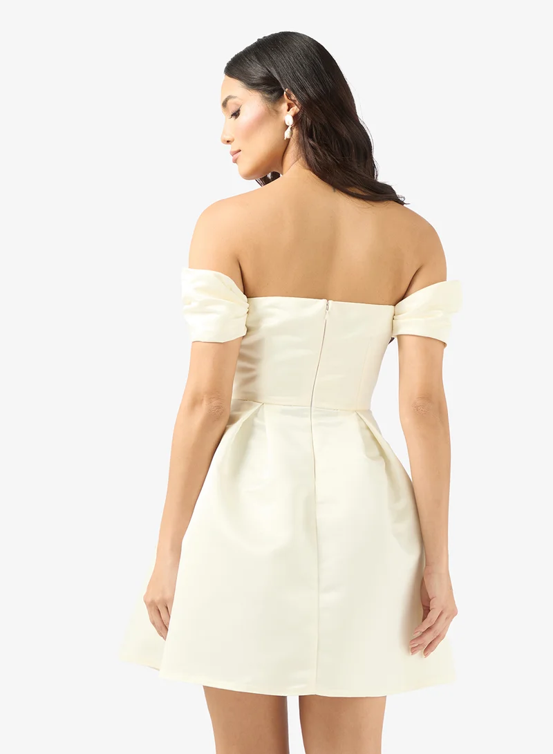 Rene Off-Shoulder Puff Sleeves Mini Dress