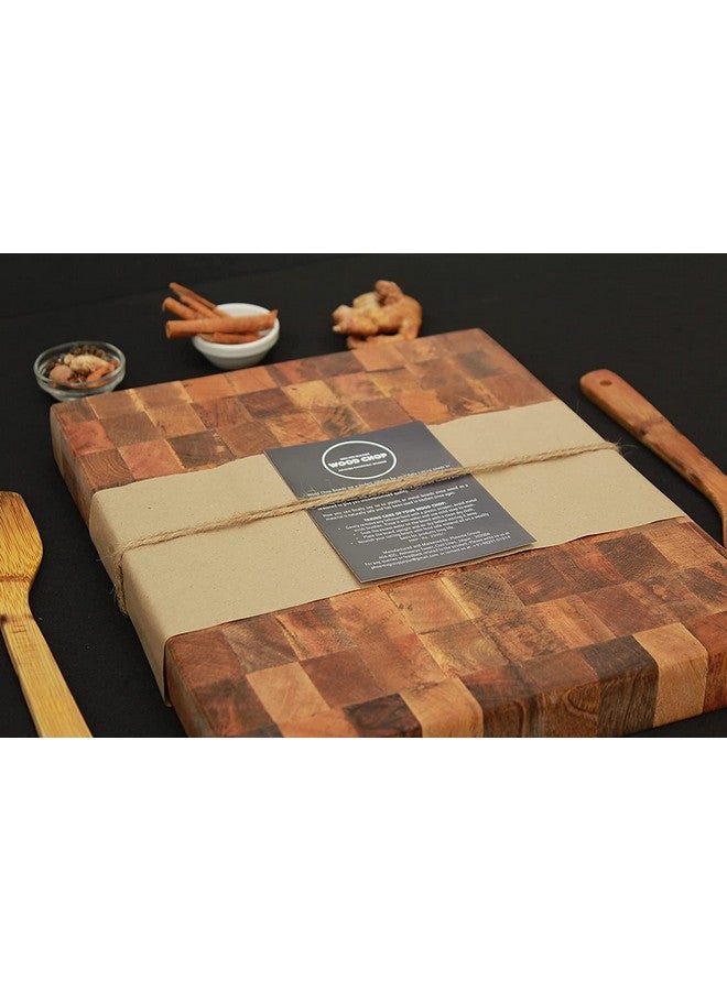 Wood Chop Wood Chop | Mango Wood End Grain Cutting Board | Butcher Block | Reversible | Natural Finish with Food Grade Mineral Oil | 15 * 12 * 1.5 inch  - Image 3