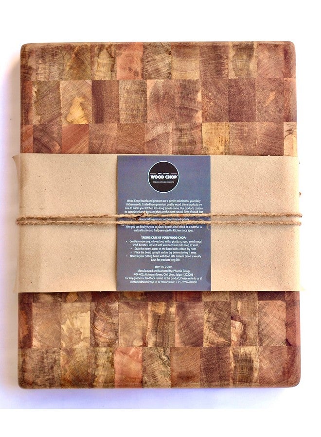 Wood Chop Wood Chop | Mango Wood End Grain Cutting Board | Butcher Block | Reversible | Natural Finish with Food Grade Mineral Oil | 15 * 12 * 1.5 inch  - Image 1