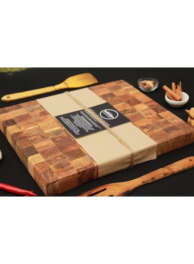 Wood Chop Wood Chop | Mango Wood End Grain Cutting Board | Butcher Block | Reversible | Natural Finish with Food Grade Mineral Oil | 15 * 12 * 1.5 inch  - Image 2