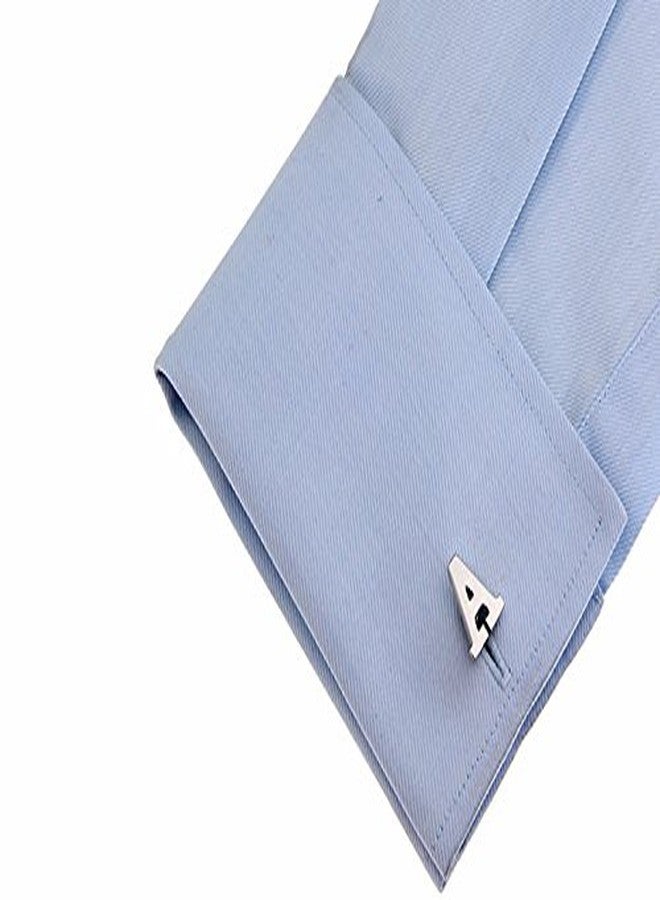 MRCUFF Letter A Monogram Initial Cufflinks with a Presentation Gift Box & Polishing Cloth (A) - Image 3