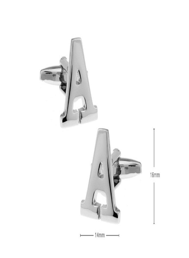 MRCUFF Letter A Monogram Initial Cufflinks with a Presentation Gift Box & Polishing Cloth (A) - Image 2