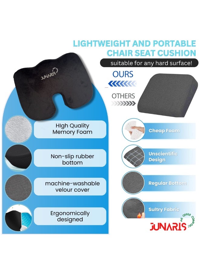 JUNARIS Gel Seat Cushion - Non-Slip Orthopedic Gel & Memory Foam Coccyx Cushion for Tailbone Pain - Chair Cushion for Long Sitting  - Office Chair Car Seat Cushion - Sciatica & Back Pain Relief,Back Support  - Image 4
