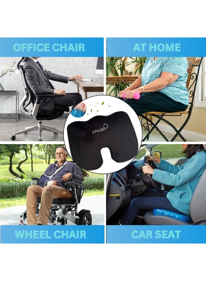 JUNARIS Gel Seat Cushion - Non-Slip Orthopedic Gel & Memory Foam Coccyx Cushion for Tailbone Pain - Chair Cushion for Long Sitting  - Office Chair Car Seat Cushion - Sciatica & Back Pain Relief,Back Support  - Image 5