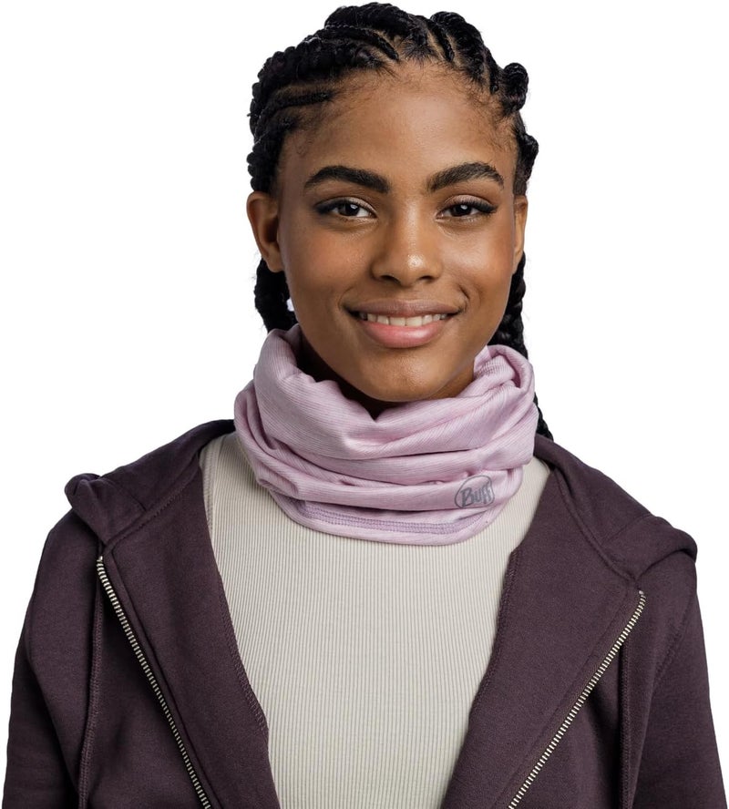 Buff Lightweight Merino Wool Multifunctional Neck Warmer - Multistripes Lilac Sand - Image 4