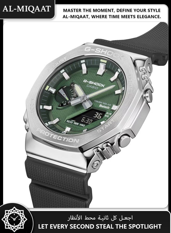 كاسيو ساعة كاسيو جي-شوك GBM-2100A-1A3 للرجال – تصميم ثماني الأضلاع، إطار معدني أخضر، بلوتوث، طاقة شمسية، هيكل كربوني، مقاومة للصدمات - Image 4
