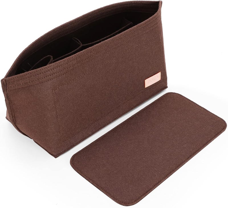 Doxo Purse Organizer Insert for Handbags & Base Shaper 2pc Set for Tote with 3 Sizes Compatible with Neverful Speedy and More (PM-Brown-Medium) - Image 1