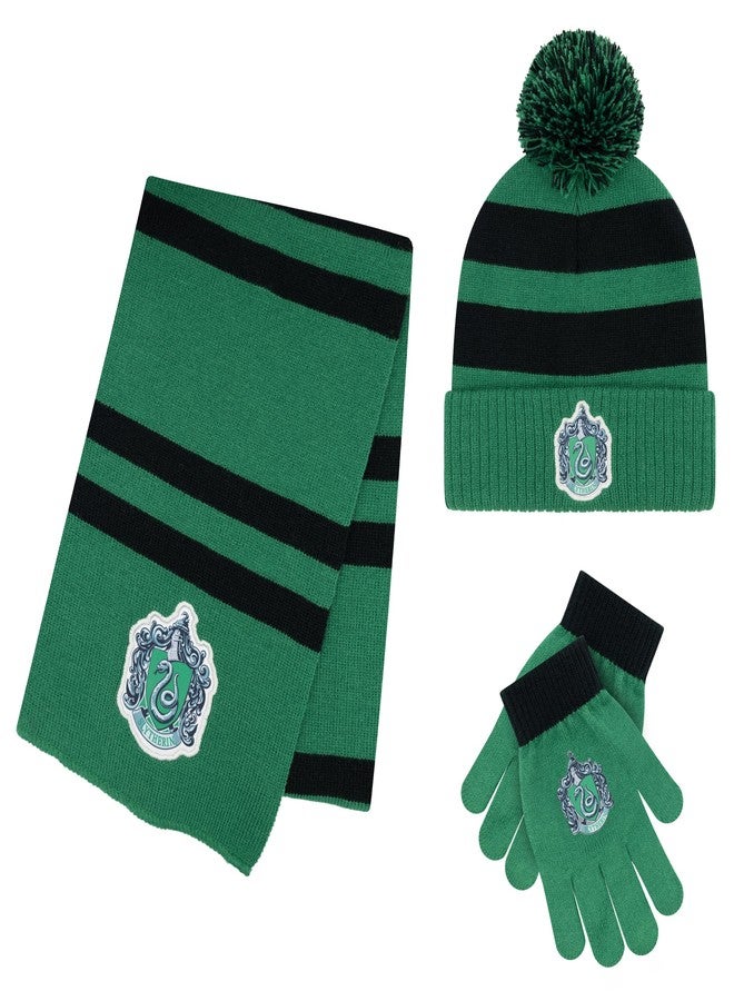 هاري بوتر طقم قبعة وقفازات شتوية من هاري بوتر، جريفندور، سليذرين، هافلباف، رافينكلو، طقم شتوي للأطفال من 5 إلى 13 سنة - Image 1