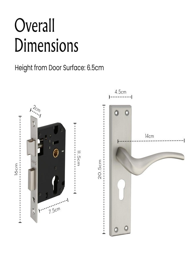 LAPO Mortise Door Lock Handle Set | 45x45mm Lock Body | 60mm Cylinder | Used for Reversible Doors | Compatible with 30-50mm Thickness | 3 Brass Keys | Satin Matt Finish | 3 Years Warranty | CY-101 - Image 2
