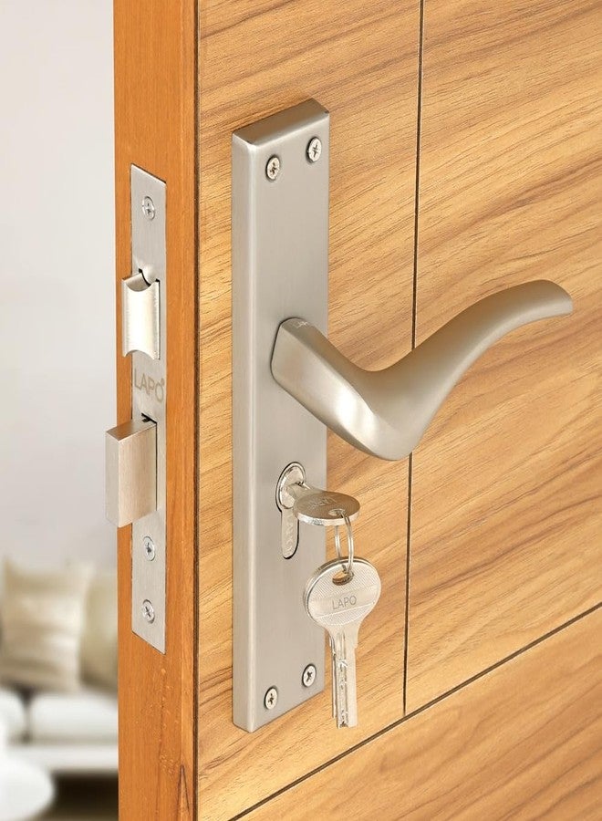 LAPO Mortise Door Lock Handle Set | 45x45mm Lock Body | 60mm Cylinder | Used for Reversible Doors | Compatible with 30-50mm Thickness | 3 Brass Keys | Satin Matt Finish | 3 Years Warranty | CY-101 - Image 1