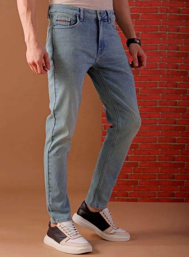 The Indian Garage Co Men Slim Fit Solid Mid-Rise Stretchable Jeans