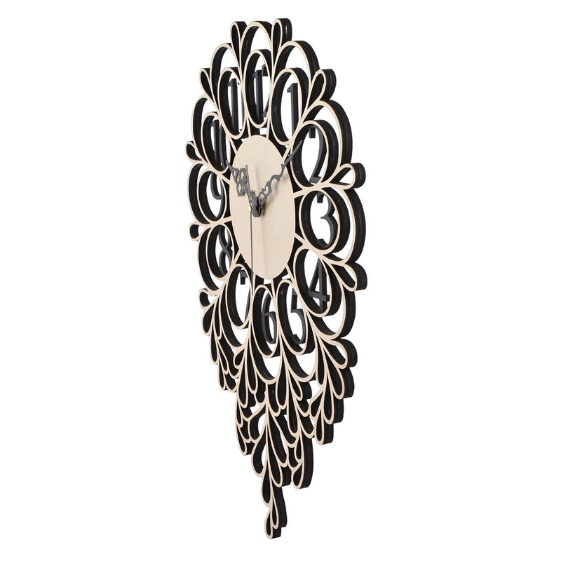 Nozvera Silent NonTicking Wooden Wall Clock for Home Stylish Latest 15 Inch Designer Wall Clock for Home Living Room Bedroom Office Hall Beige - Image 2