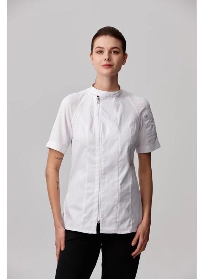 NIBEMINENT Men's long and short sleeved chef's uniforms, summer thin and breathable, restaurant and hotel baking quick-drying chef's work clothes, women's  - Image 1