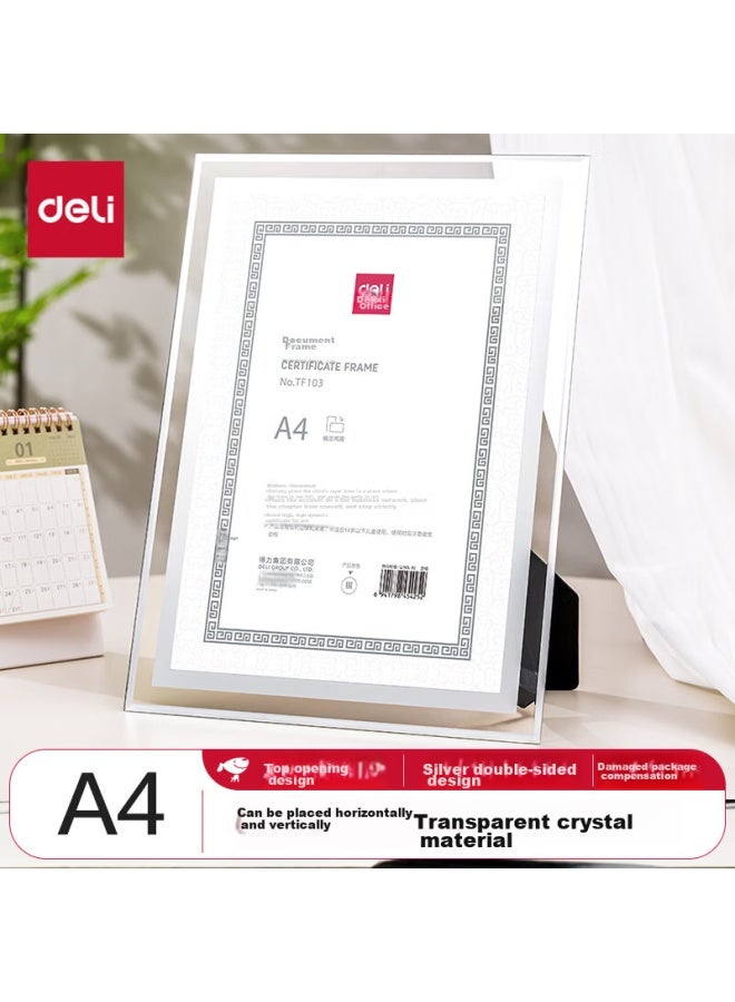 Deli Crystal Id Frame, Honor Certificate Frame, Photo Frame Id Frame A4 Authorization Doent, Transparent Crystal Material, Tf103 - Image 1