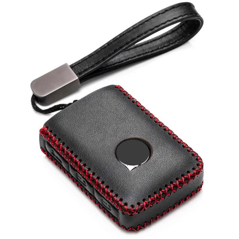 Vitodeco Genuine Leather Smart Key Fob Case Compatible with Volvo XC40 XC60 XC90 S90 S60 V60 V90 EX30 EX40 EX90 20192026 4Button BlackRed