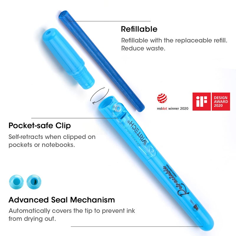 WRITECH Retractable Highlighters Assorted Colors: Chisel Tip Click Aesthetic Highlighter Marker Pens Pack Multi Colored Ink No Bleed Smear for Highlighting Journaling (6ct Pastel) - Image 2