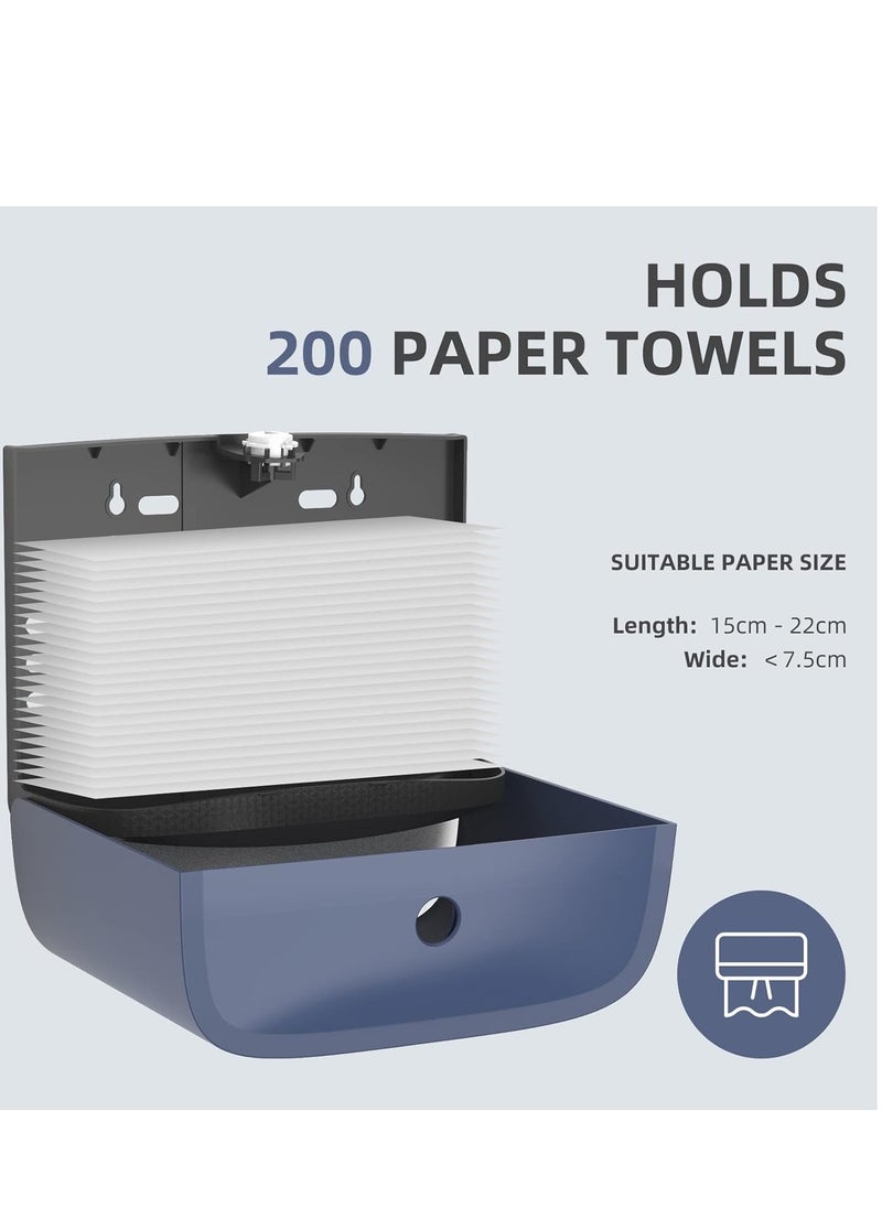 Excefore - Paper Towel Dispenser Wall Mount Paper Towel Holder Large Capacity C Fold Hand Towel Dispenser Bathroom Tissue Dispenser (Blue) - Image 1