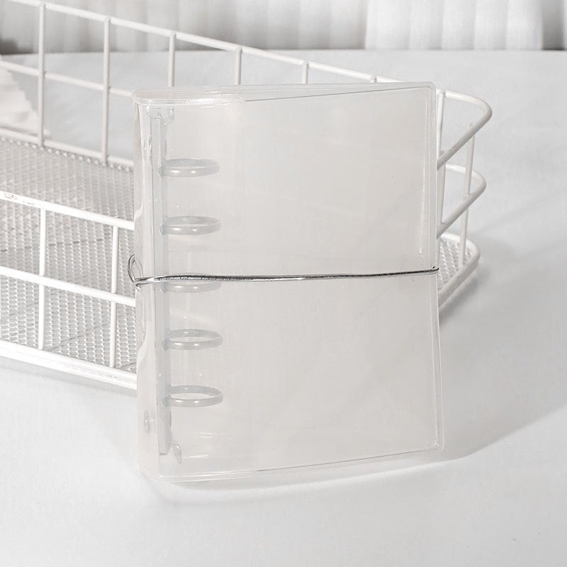Generic M5 Binder Notebook Cream Style PVC A8 Journal Milk white M5 silver strap binder 