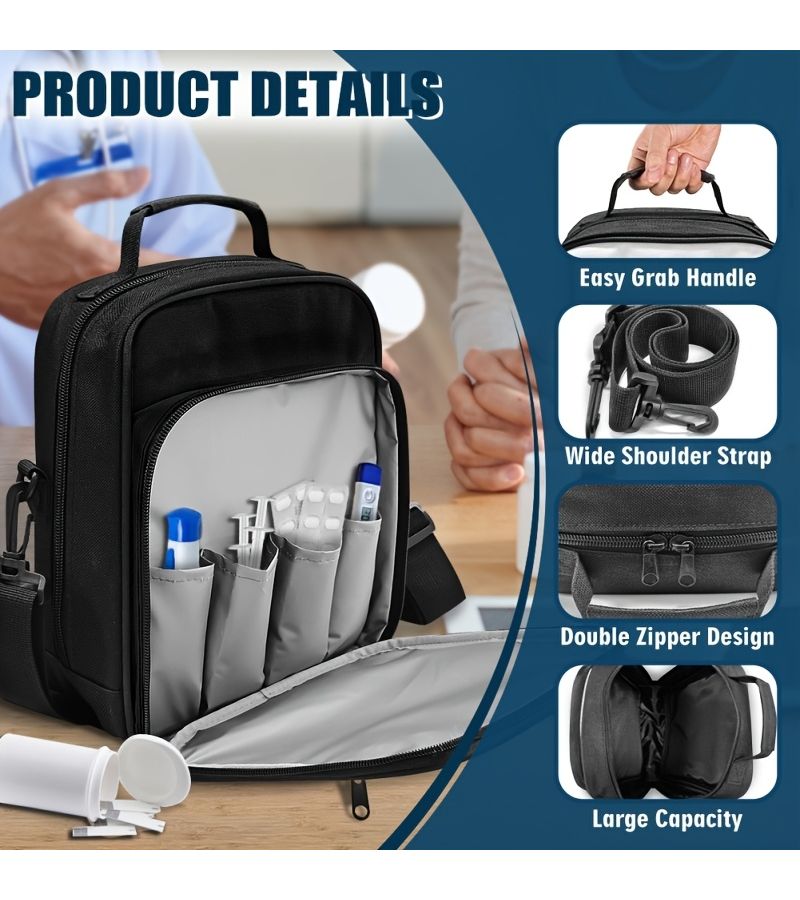 Style C Large Diabetes Organizer Bag with Adjustable Strap for Travel Daily Use - Image 4