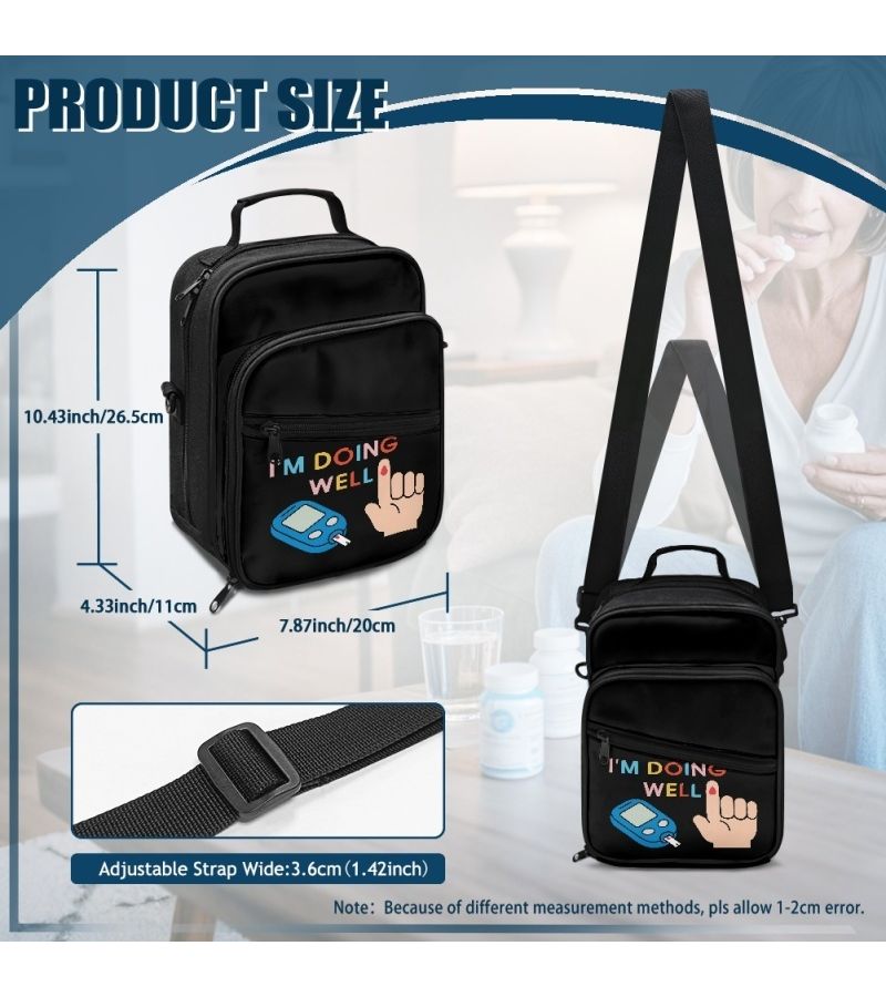 Style C Large Diabetes Organizer Bag with Adjustable Strap for Travel Daily Use - Image 3