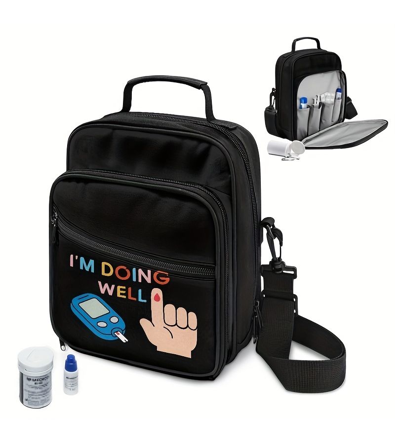Style C Large Diabetes Organizer Bag with Adjustable Strap for Travel Daily Use - Image 2