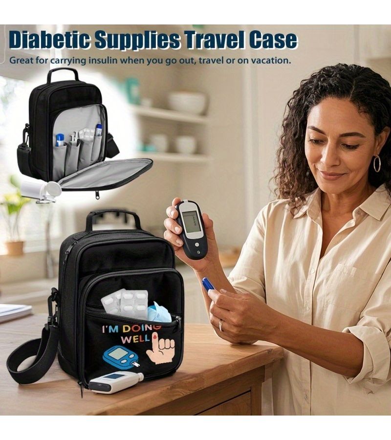 Style C Large Diabetes Organizer Bag with Adjustable Strap for Travel Daily Use - Image 5