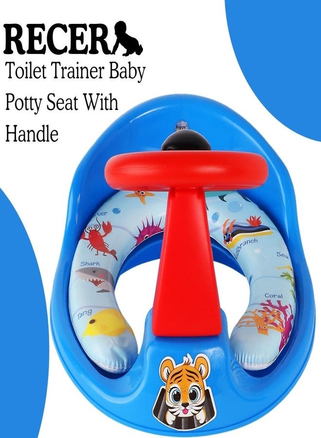 Zerya Ferrari Soft Kids Toilet Trainer Baby Potty Seat With Ferrari Handle And Back Support Toilet Seat For Girls & Boys (Blue) - Image 2