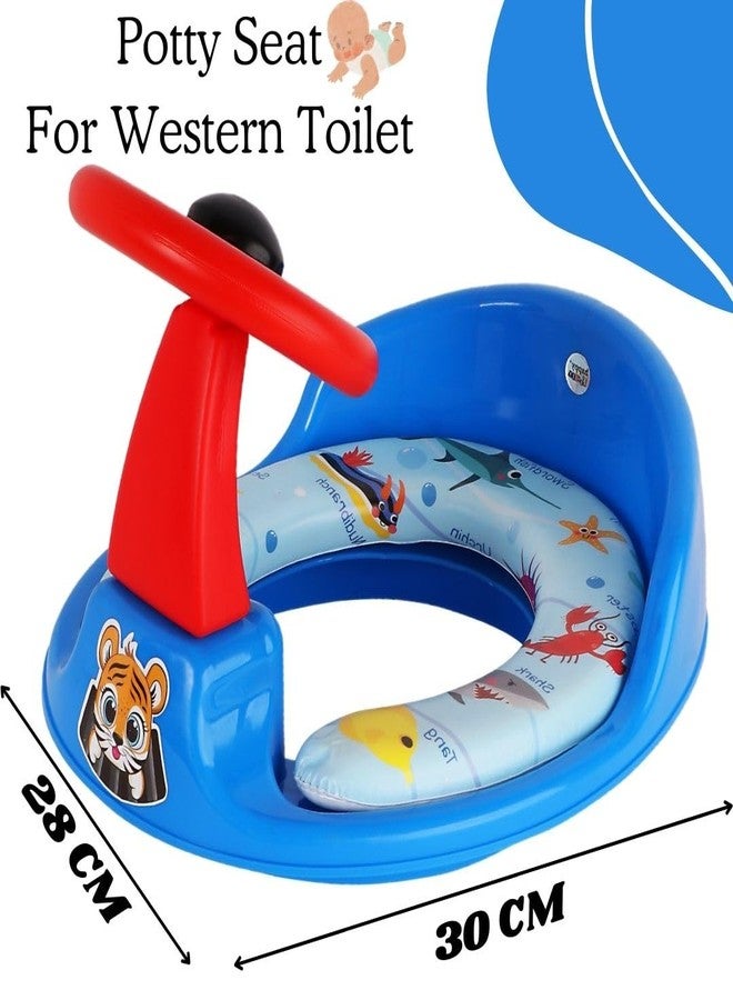 Zerya Ferrari Soft Kids Toilet Trainer Baby Potty Seat With Ferrari Handle And Back Support Toilet Seat For Girls & Boys (Blue) - Image 5