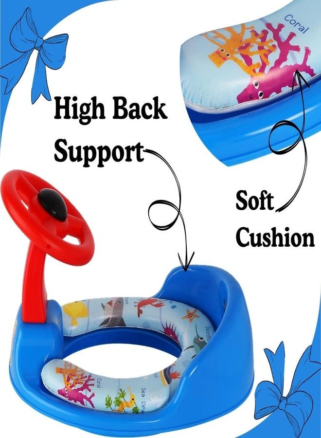Zerya Ferrari Soft Kids Toilet Trainer Baby Potty Seat With Ferrari Handle And Back Support Toilet Seat For Girls & Boys (Blue) - Image 4