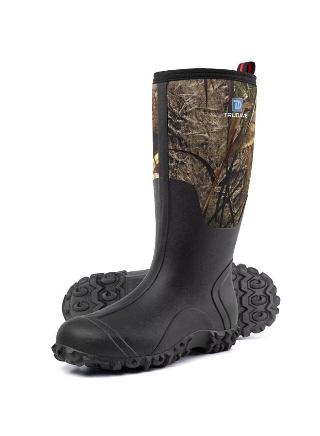 Trudave Rubber Boots for Men with Steel Shank, Waterproof Insulated Reliable Rain Boots for Outdoor Work Hunting, Warm Dry 5mm Neoprene Anti-slip All-Season Mud Boots, Size 5-14 - Image 1