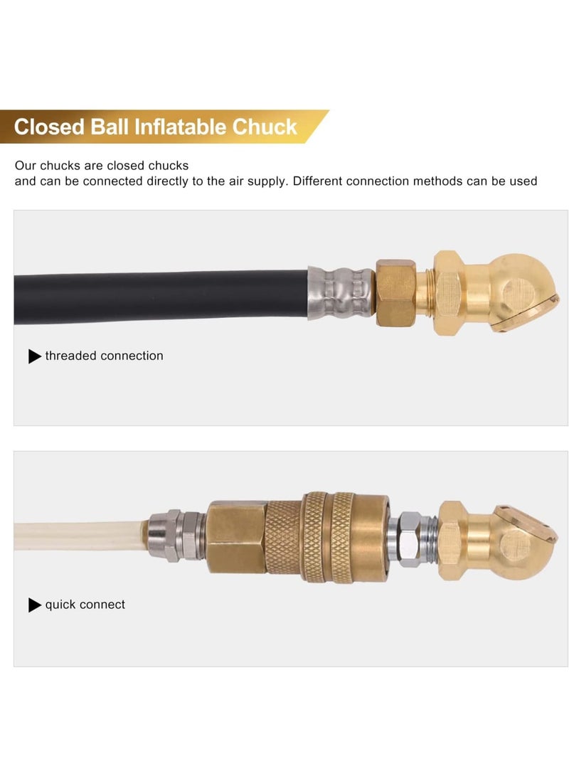 SOLARAE 2 Pack Ball Foot Air Chuck with Clip, 1/4'' FNPT Closed Flow Air Chuck Made of Brass for Inflator Gauge Compressor Accessories, with Tape for Inflator Gauge Compressor Accessories - Image 4