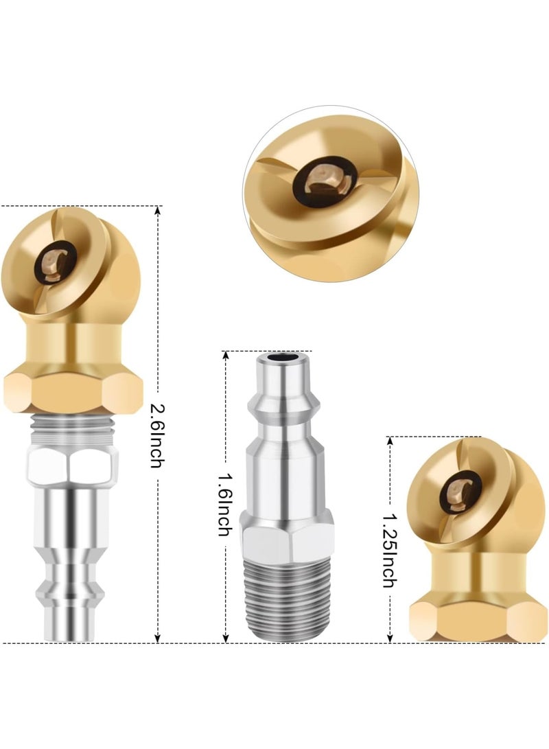 SOLARAE 2 Pack Ball Foot Air Chuck with Clip, 1/4'' FNPT Closed Flow Air Chuck Made of Brass for Inflator Gauge Compressor Accessories, with Tape for Inflator Gauge Compressor Accessories - Image 3