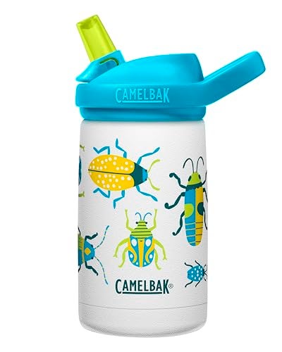 CamelBak Eddy Kids Insulated Stainless Steel Water Bottle with Bite Valve Straw LeakResistant Design for Everyday Hydration 12oz Bugs - Image 1