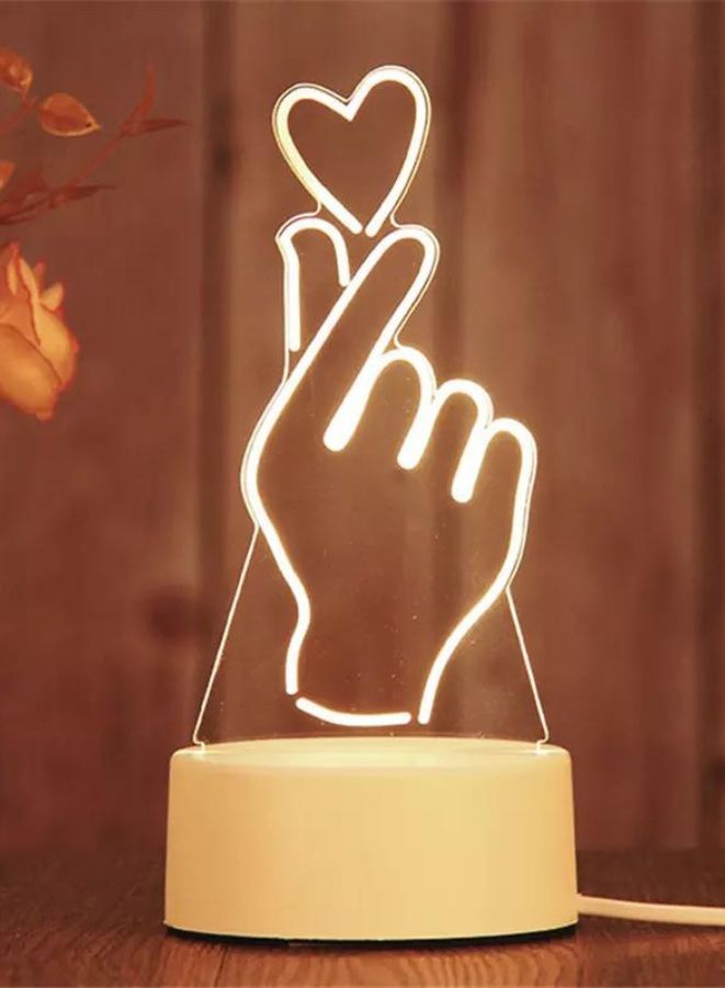 ضوء ليلي إبداعي على شكل قلب ثلاثي الأبعاد من الأكريليك لغرفة النوم ديكور صغير ثلاثي الأبعاد مصباح ليلي للديكور المنزلي - Image 1