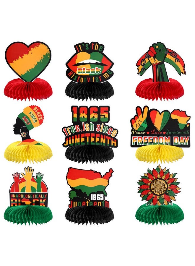 TaoBary 9 Pcs Happy Juneteenth Day Party Decorations Freedom Day Juneteenth Honeycomb Centerpieces Black Americans Independence 1865 Table Decorations Black History Party Decorations - Image 1