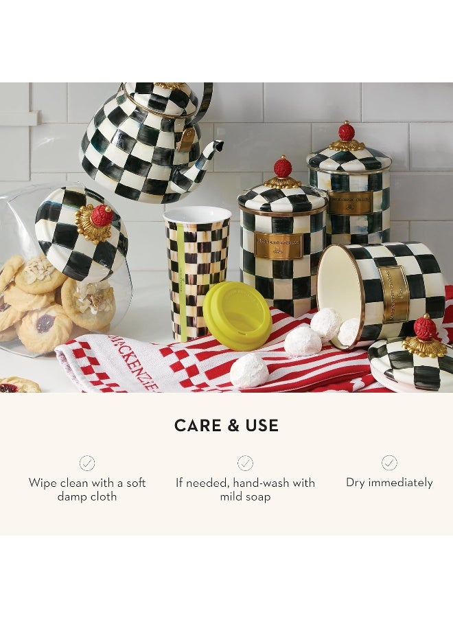 MACKENZIE-CHILDS Courtly Check Enamel Canister, Black-and-White Kitchen Storage Container with Lid, Small - Image 5