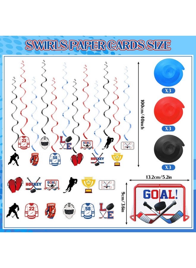 Hungdao 27 Pcs Hockey Birthday Party Supplies Ice Hockey Party Favors Hockey Banner Cupcake Toppers Hanging Swirls Hockey Party Decorations For Hockey Fans Birthday Party Decorations - Image 4