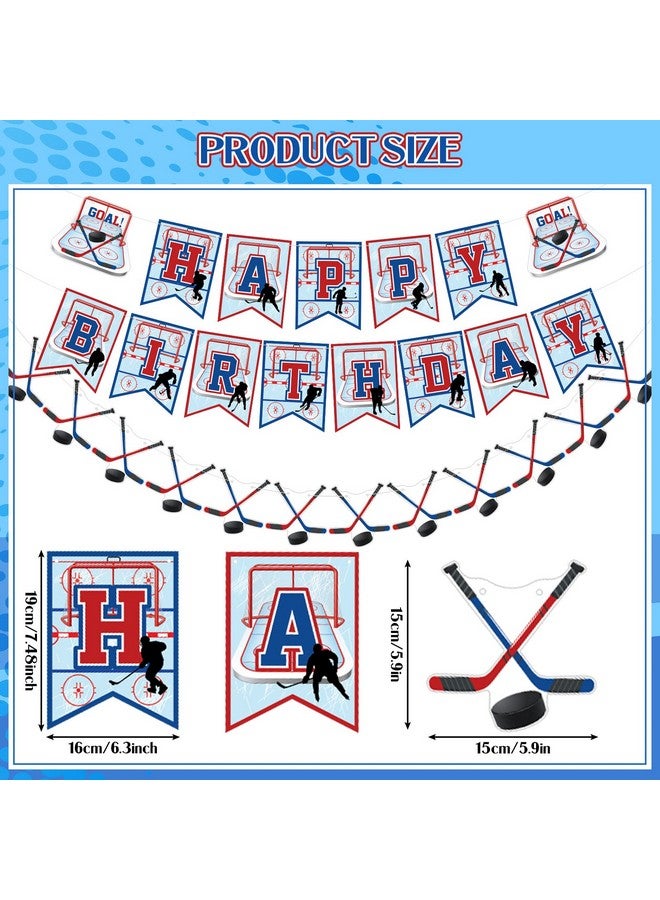 Hungdao 27 Pcs Hockey Birthday Party Supplies Ice Hockey Party Favors Hockey Banner Cupcake Toppers Hanging Swirls Hockey Party Decorations For Hockey Fans Birthday Party Decorations - Image 3