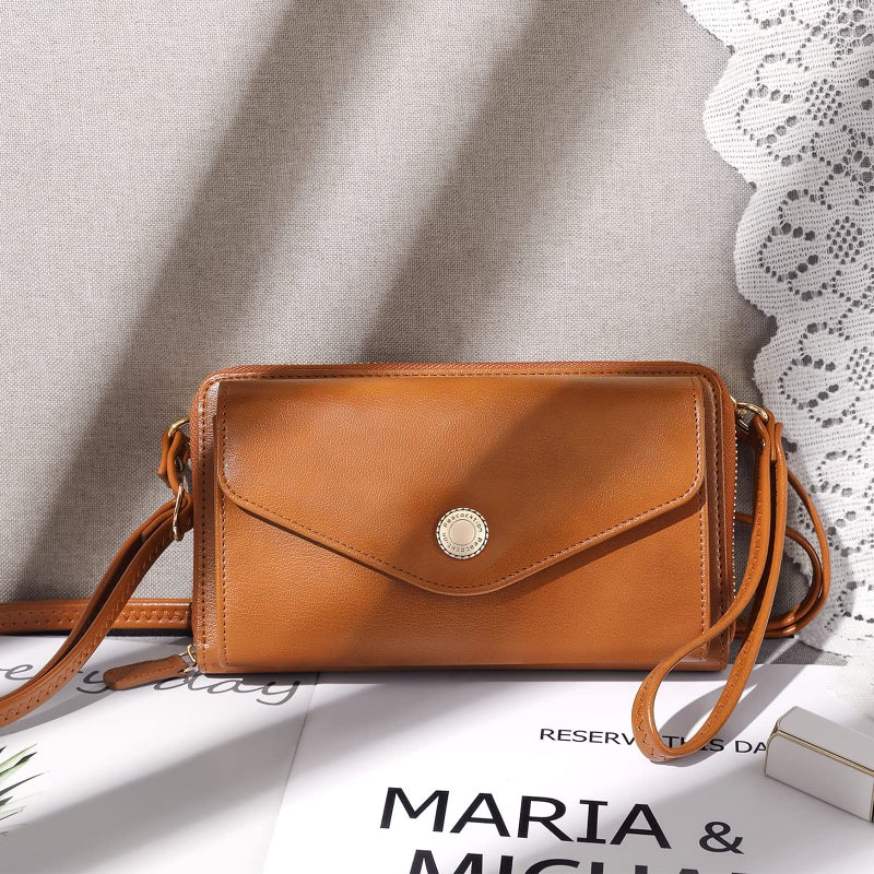 PEACOCKTION Peacocktion Women Wallet Purse Credit Card Holder with RFID, Large Capacity Crossbody Wristlet Clutch 2 Straps, Brown 03  - Image 5