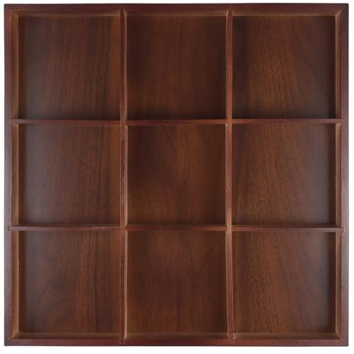 FUNSUEI 2 PCS Multi Compartment Wooden Tray, Divided Wooden Tray, Bamboo Serving Tray with 9 Sections, Wood Divided Snack Tray Storage Box for Appetizers, Jewelry, 12 x 12 x 1.85 Inch - Image 5