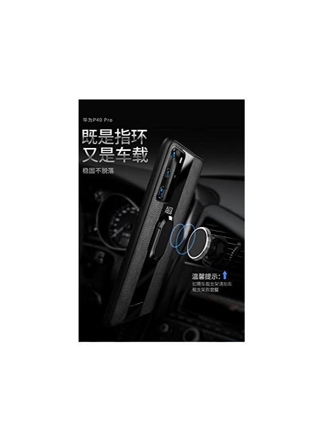 ELMO3EZZ Hard Tough Leather Magnetic Back Shockproof Drop Protection Kickstand Cover with Stand and Ring for Mi 12 TPro (Black)