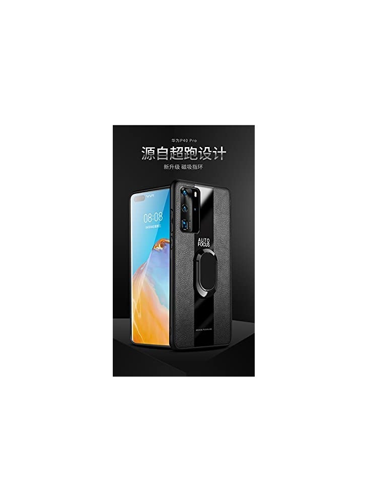 ELMO3EZZ Hard Tough Leather Magnetic Back Shockproof Drop Protection Kickstand Cover with Stand and Ring for Mi 12 TPro (Black)